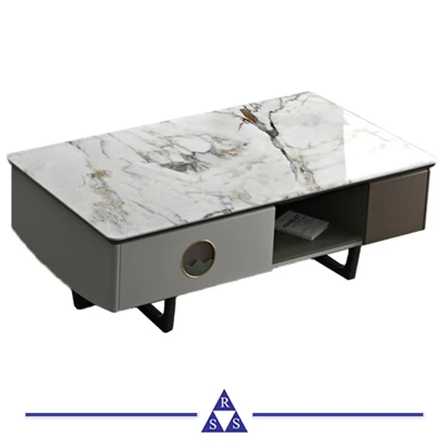 Mesa de pedra sinterizada branca
