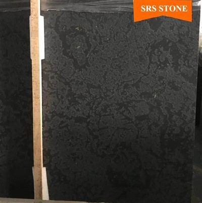 Azulejo de mármore preto puro com acabamento em couro diamante mármore preto