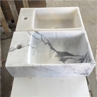 Pia de mármore branco para banheiro